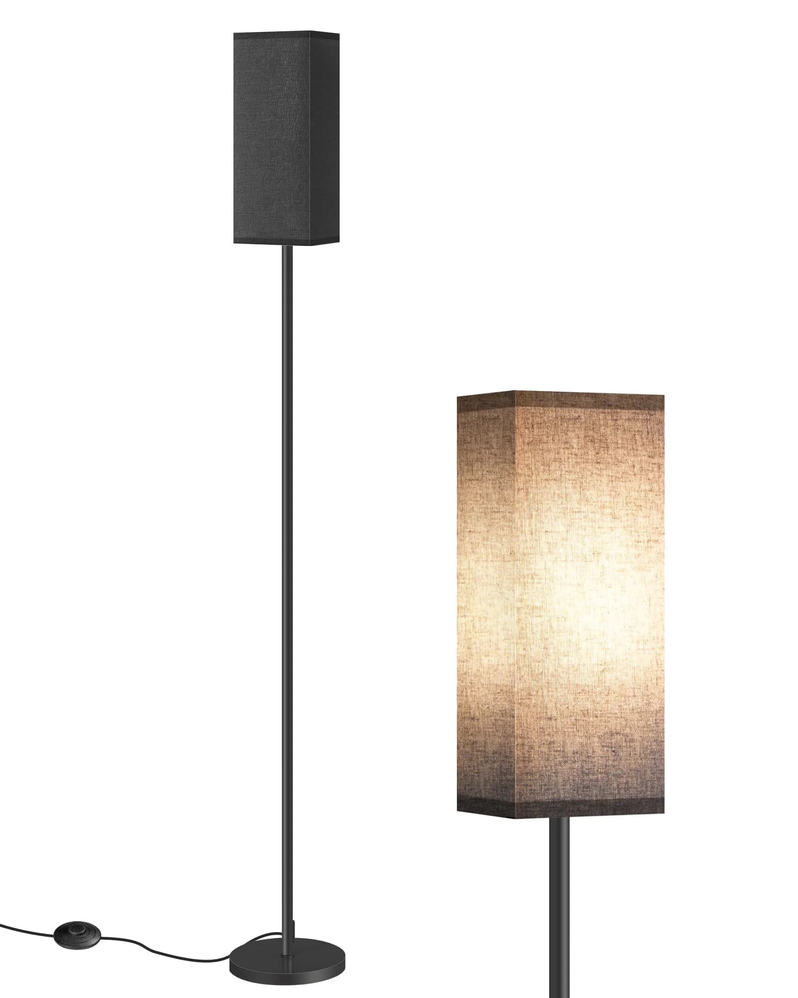 GOEBLESON Floor Lamp, Modern Standing Lamp Shade, 7.9"L x 7.9"W x 64.6"H, Black | Minimalist Living Room Light