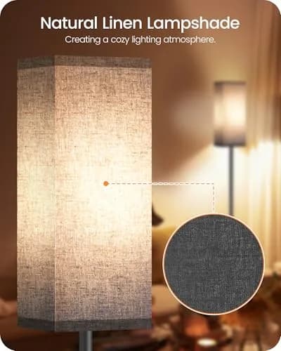 GOEBLESON Floor Lamp, Modern Standing Lamp Shade, 7.9"L x 7.9"W x 64.6"H, Black | Minimalist Living Room Light thumbnail 4