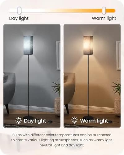 GOEBLESON Floor Lamp, Modern Standing Lamp Shade, 7.9"L x 7.9"W x 64.6"H, Black | Minimalist Living Room Light thumbnail 6