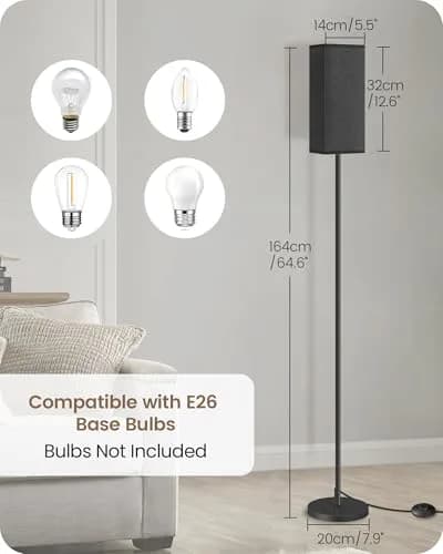 GOEBLESON Floor Lamp, Modern Standing Lamp Shade, 7.9"L x 7.9"W x 64.6"H, Black | Minimalist Living Room Light thumbnail 3