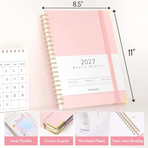 Forvencer 2027 Planner Hardcover Calendar Planner 22cm x 28cm (8.5"x11") | Academic Planner with Tabs for Students and Professionals thumbnail 6