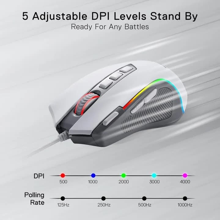 Redragon M612 Wired RGB Optical Gaming Mouse 8000 DPI, 170g (6oz) | 9 Programmable Buttons, 5 DPI Levels thumbnail 4