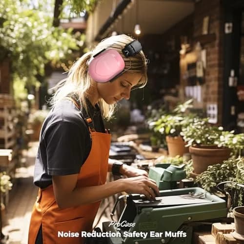 ProCase NRR 28dB Passive Noise Reduction Earmuffs (2-Pack, Pink & Black) | ANSI S3.19 Certified for Shooting, Construction, Study thumbnail 5