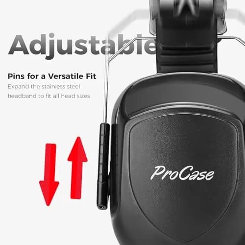 ProCase NRR 28dB Passive Noise Reduction Earmuffs (2-Pack, Pink & Black) | ANSI S3.19 Certified for Shooting, Construction, Study thumbnail 2