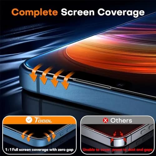 TOCOL iPhone 13 Screen Protector 6.1" | Easy Auto Installation & Impact Protection thumbnail 5