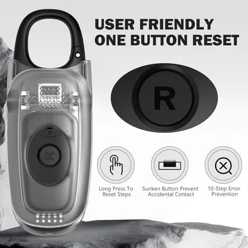 U-Trak 3D Pedometer for Walking with Clip & Carabiner, Simple Step Counter 2.54 cm (1 inch) | Accurate Step Tracker for Men Women Kids thumbnail 4