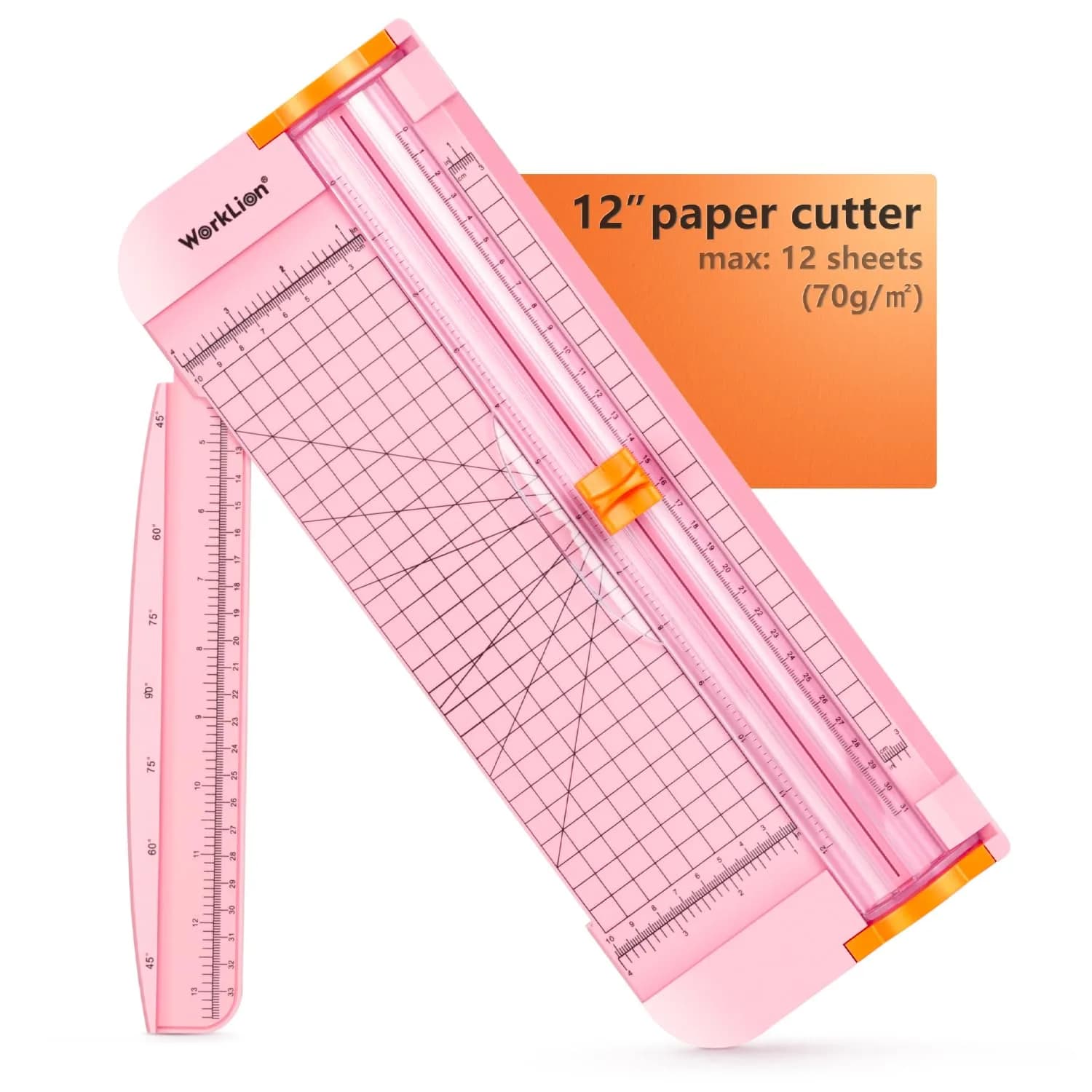 WORKLION Paper Cutter Pink 12 Inch | Safe, Precise & Portable Crafting Tool - main product image