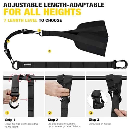 Ayombo Adjustable Pull Up Assistance Bands Set | 75lb-300lb Resistance, Natural Rubber Latex Tubes, 1.36kg (3lb) thumbnail 7