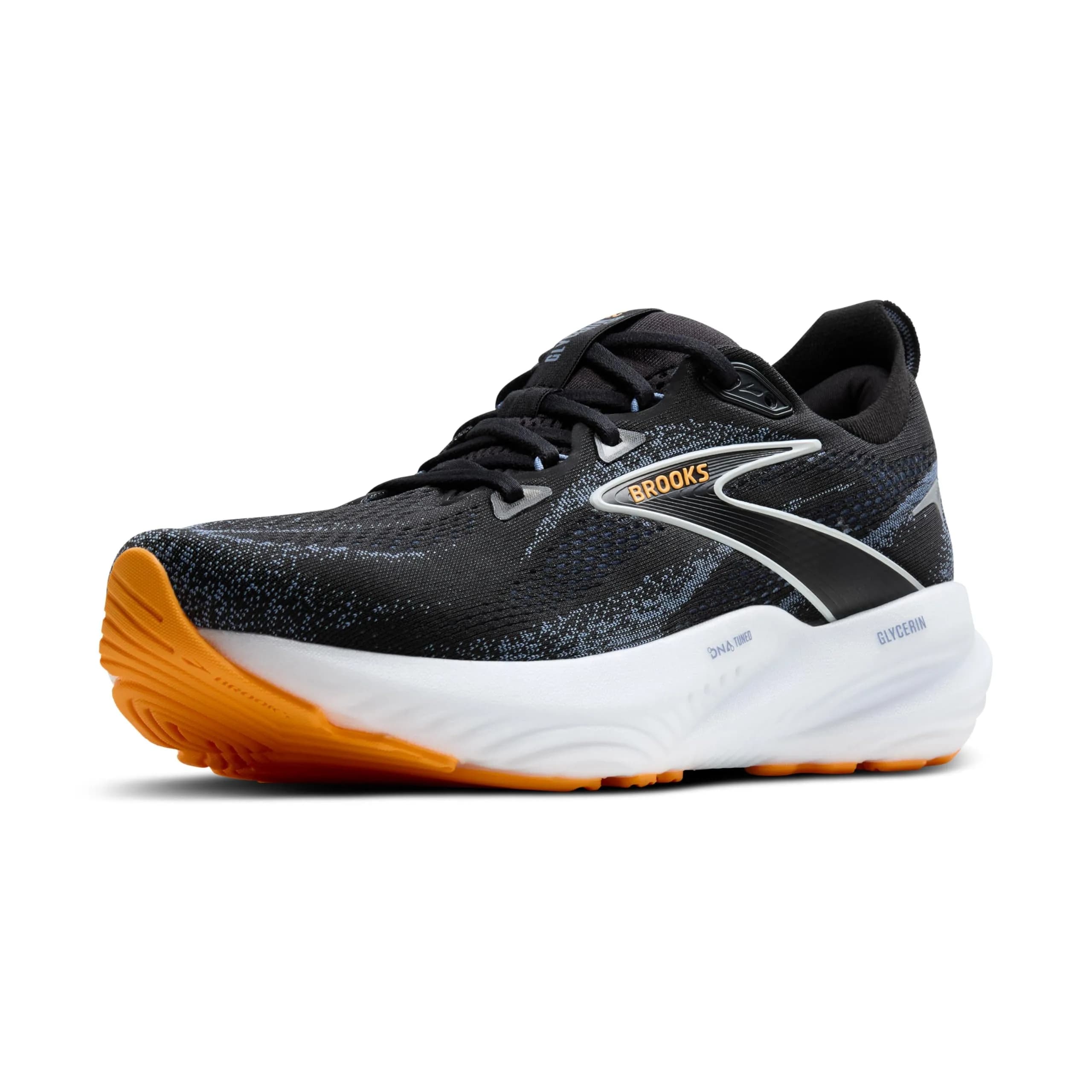Brooks Men’s Glycerin 22 Neutral Running Shoe - Black/Country Blue/Orange Pop - 12.5 Medium | Max Cushion Road Trainer — Black/Country Blue/Orange Pop