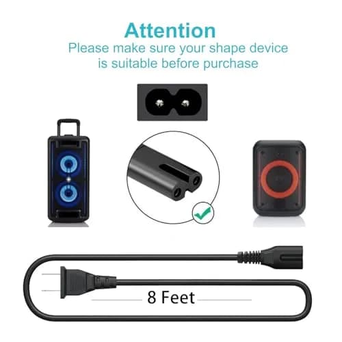 YCWZZH 8FT 2-Prong AC Power Cord | IEC C7 to NEMA 1-15P, 125V 10A, 18AWG Copper thumbnail 2