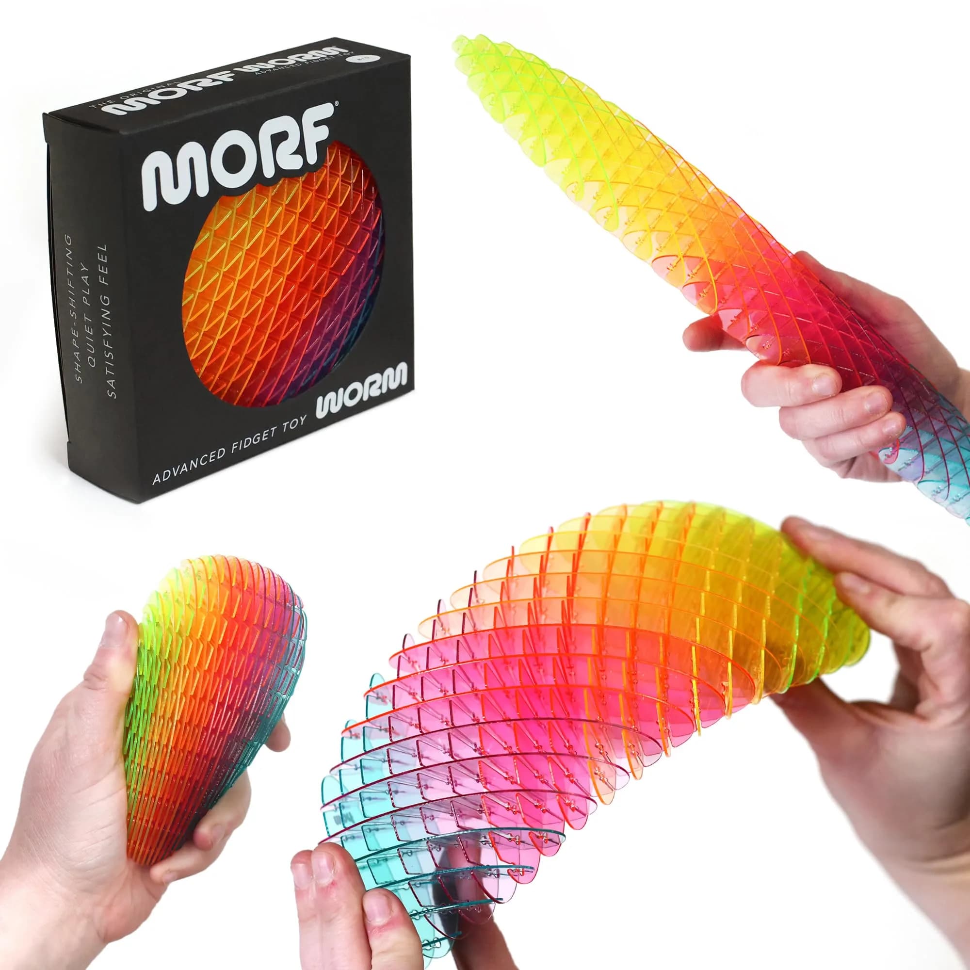 morf Worm 3D Sensory Fidget Toy, Rainbow, Large (7.6 cm L x 3 cm W x 2.5 cm H)