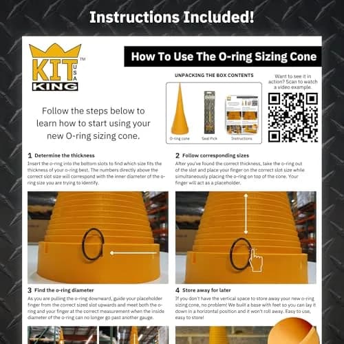 Kit King USA O Ring Sizer Cone & Seal Puller | Imperial AS568 Sizes | 17.5 inch Tall, Heavy Duty thumbnail 8