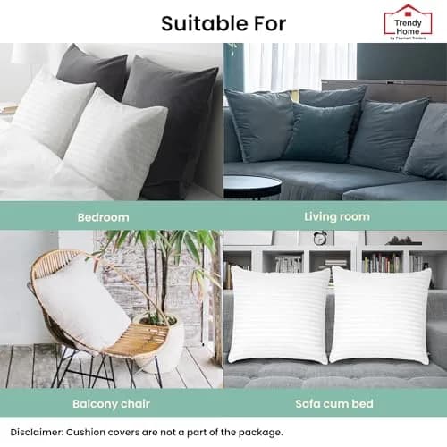 Trendy Home 18x18 Throw Pillow Insert (Set of 2, White) Hypoallergenic, Durable & Machine Washable (70-120 chars) thumbnail 7