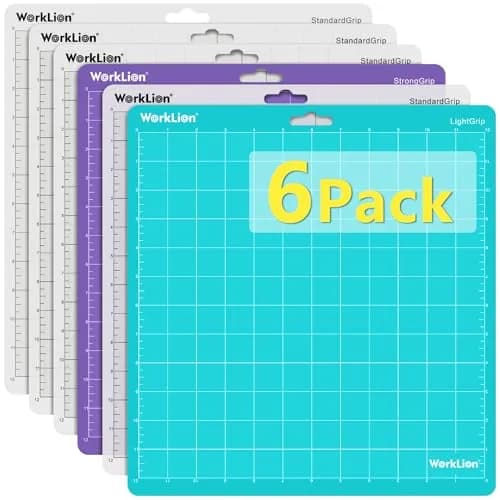 WORKLION Cutting Mat 12x12 Inch (6 Mats) | 4 Standard, 1 Light, 1 Strong Adhesive for Silhouette Cameo thumbnail 1