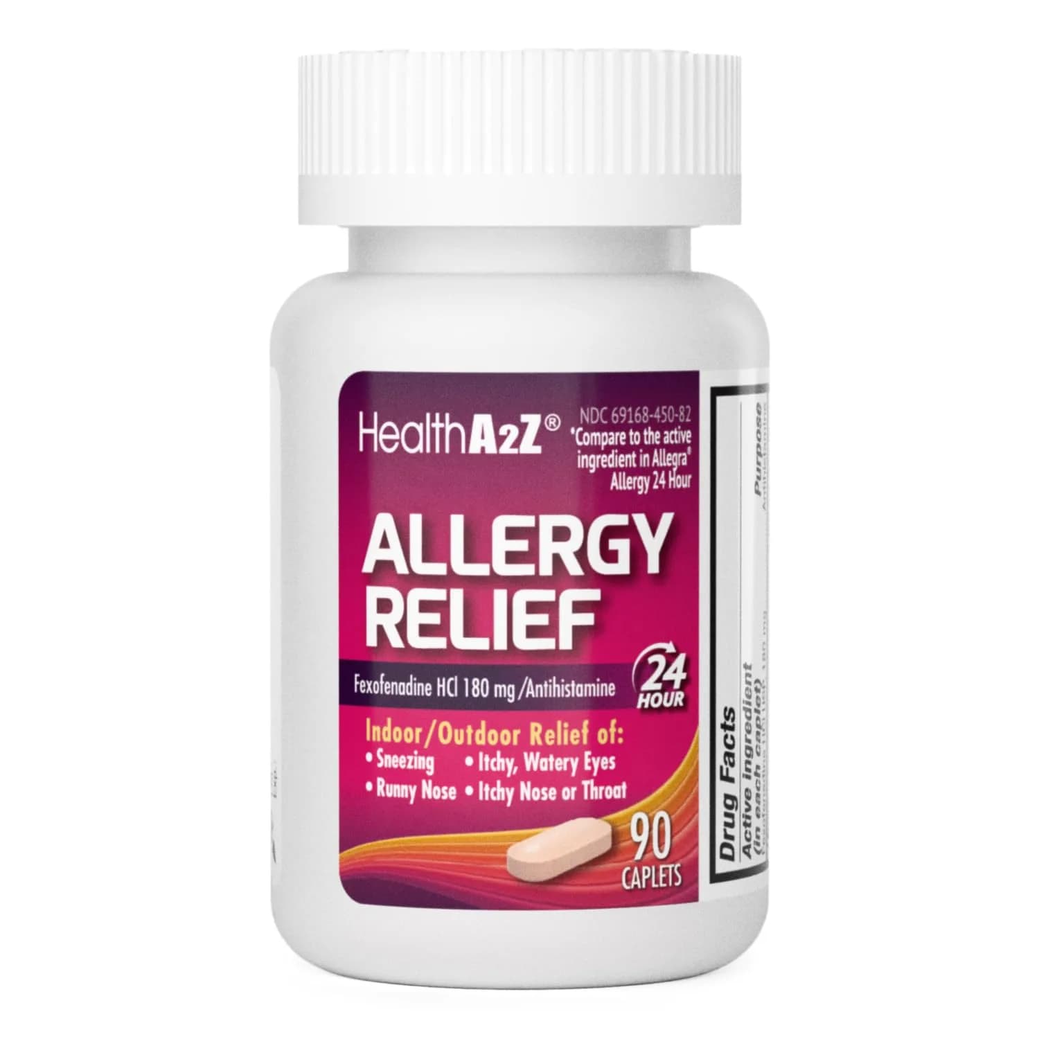 HealthA2Z Fexofenadine 180mg 24-Hour Allergy Relief, Antihistamine, 90 Ct | Indoor & Outdoor Support