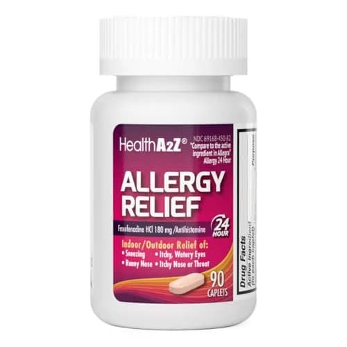 HealthA2Z Fexofenadine 180mg 24-Hour Allergy Relief, Antihistamine, 90 Ct | Indoor & Outdoor Support thumbnail 1
