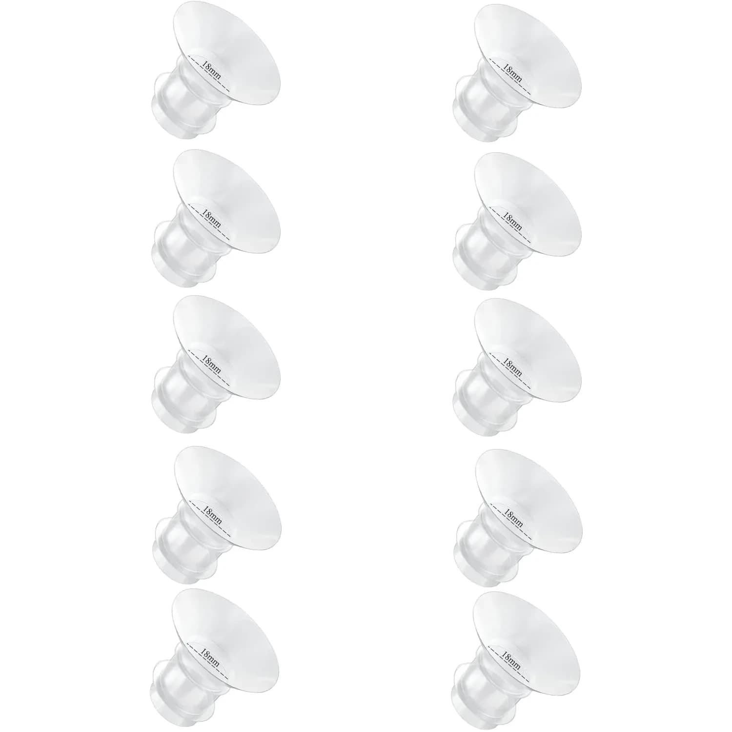 GOCROWEEN 18mm Flange Inserts for Spectra/Medela 24mm Shields | Reduce Nipple Tunnel to 18mm, 10-Pack Transparent — 10pcs-18mm-flange insert