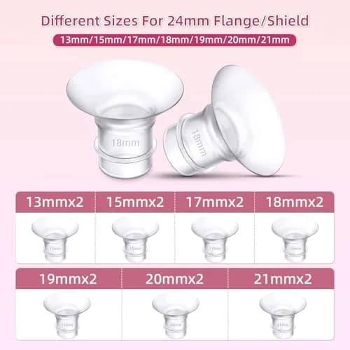 GOCROWEEN 18mm Flange Inserts for Spectra/Medela 24mm Shields | Reduce Nipple Tunnel to 18mm, 10-Pack Transparent thumbnail 4