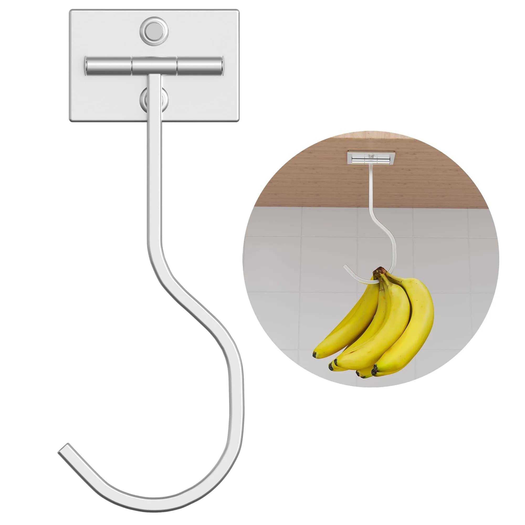 bussdis Silver 1 Pack Storage Hook | Heavy Duty Stainless Steel, Foldable, 13lb Capacity, Magnetic, Under Cabinet