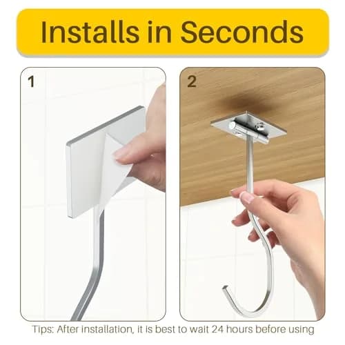 bussdis Silver 1 Pack Storage Hook | Heavy Duty Stainless Steel, Foldable, 13lb Capacity, Magnetic, Under Cabinet thumbnail 5