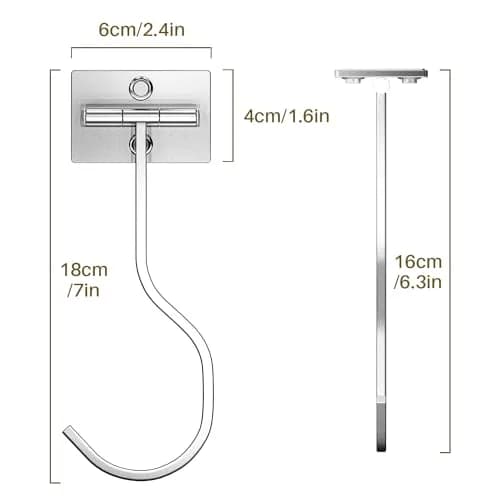bussdis Silver 1 Pack Storage Hook | Heavy Duty Stainless Steel, Foldable, 13lb Capacity, Magnetic, Under Cabinet thumbnail 2