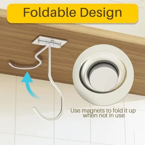 bussdis Silver 1 Pack Storage Hook | Heavy Duty Stainless Steel, Foldable, 13lb Capacity, Magnetic, Under Cabinet thumbnail 3