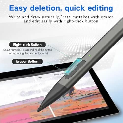JvKzaen Slim Pen 2 Stylus for Microsoft Surface | 4096 Pressure, Eraser, Type-C Charge thumbnail 3