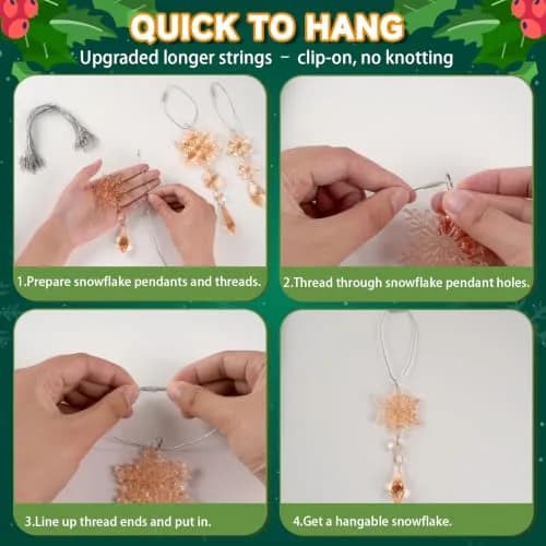 GuassLee Crystal Ornaments for Christmas Tree Winter Wonderland Decorations 20 pcs (0.222 kg) | Sparkling Champagne Acrylic Icicle & Snowflake Drops thumbnail 8