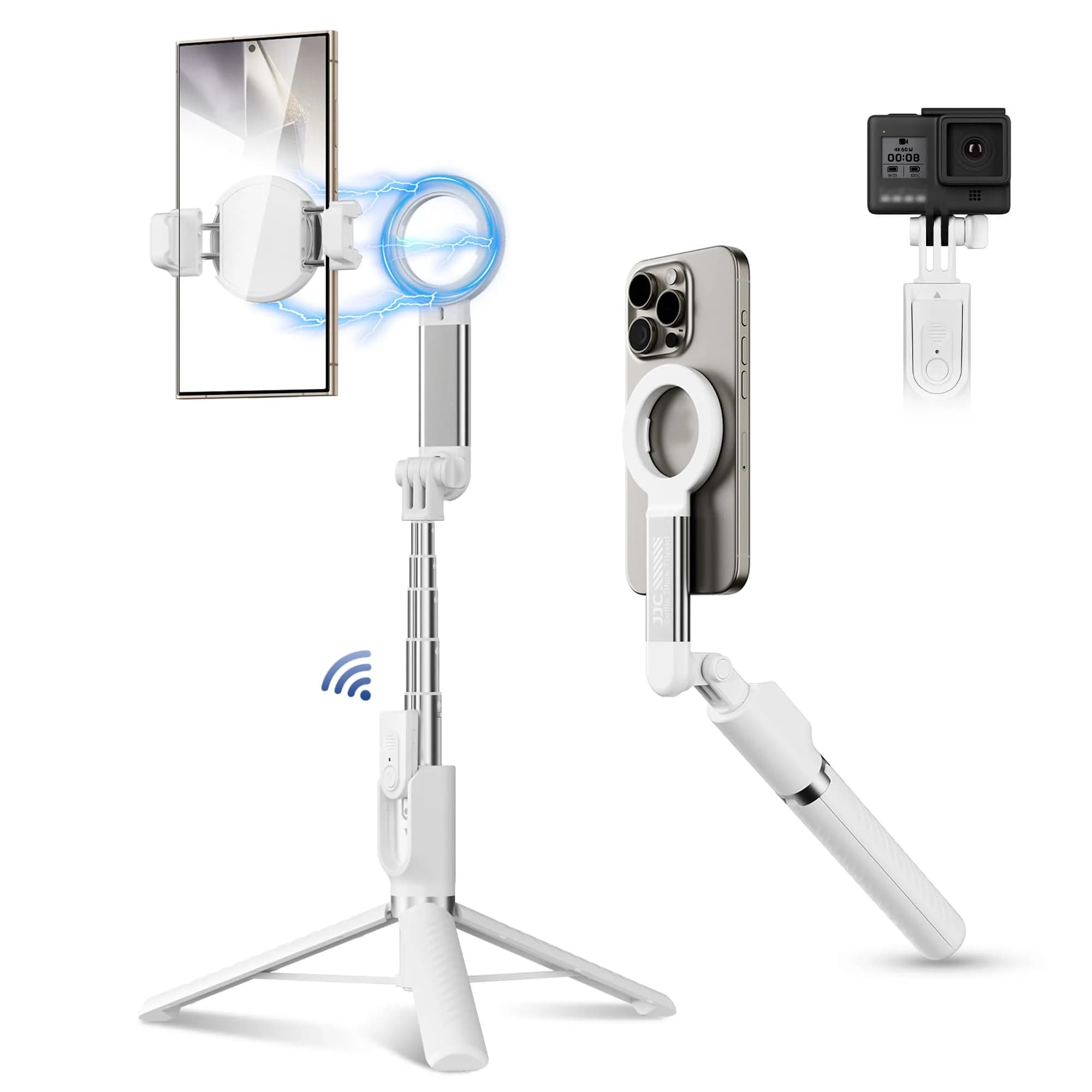 JJC Magnetic Phone Tripod Selfie Stick 40.9" | Extendable Cell Phone Stand for iPhone 17 16 15 14 13 12 MagSafe - main product image