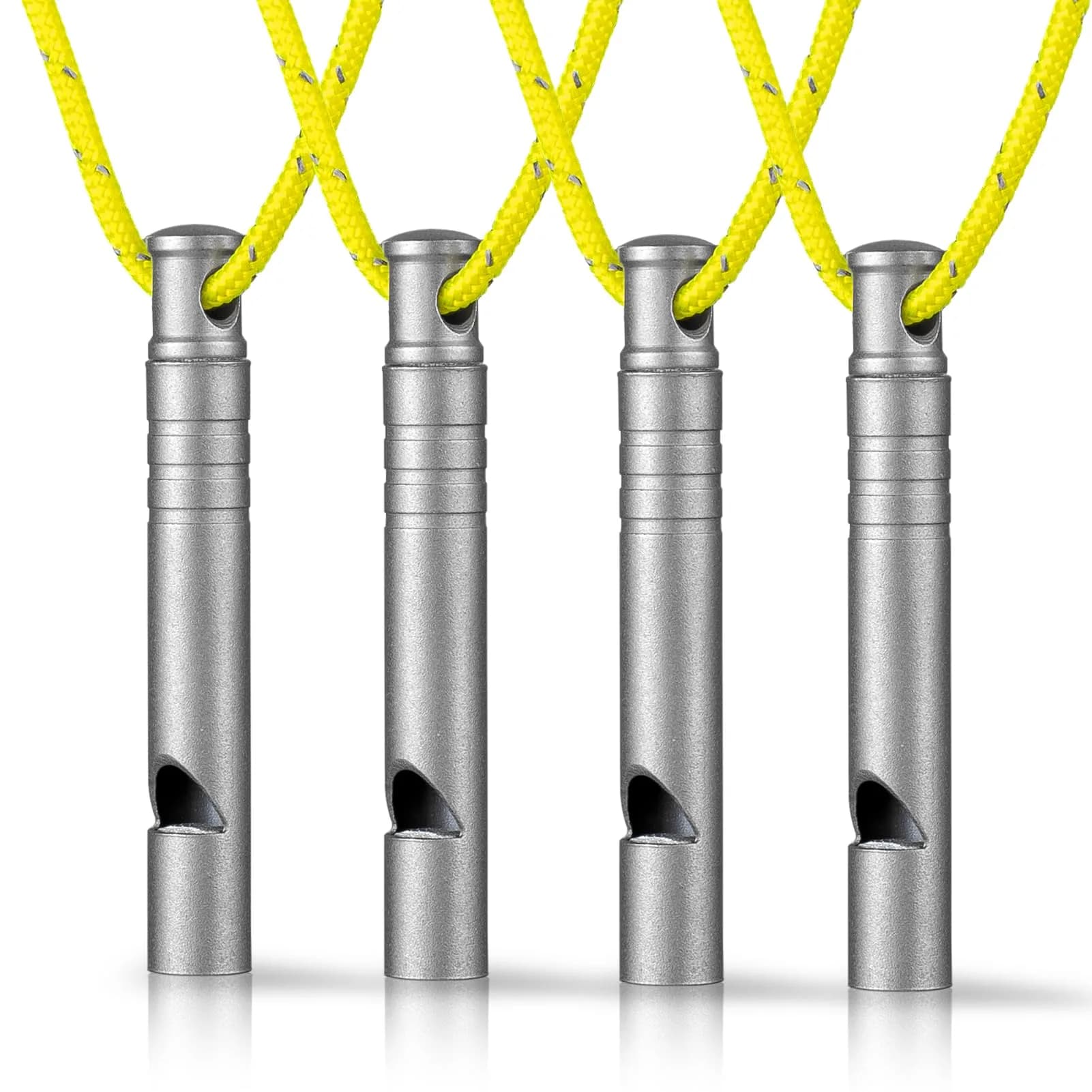TISUR Titanium Emergency Whistle,Dog Whistle (Gray-4PCS) | 120dB Loud Signal for Outdoors & Pets