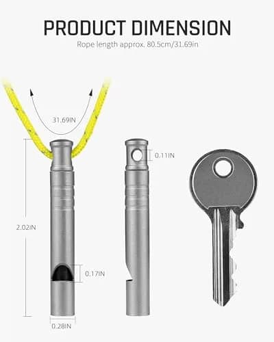 TISUR Titanium Emergency Whistle,Dog Whistle (Gray-4PCS) | 120dB Loud Signal for Outdoors & Pets thumbnail 2