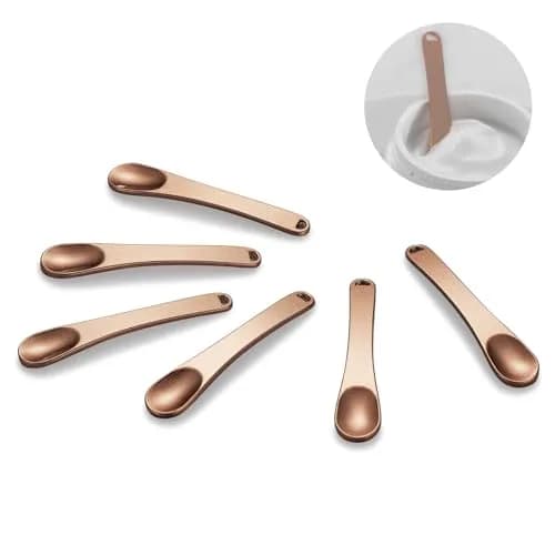 Tekson Metal Cosmetic Spatula Set 6 Pieces (2.36" x 0.47") | Reusable Makeup Beauty Spoons for Cream, Lotions, Moisturizers thumbnail 1