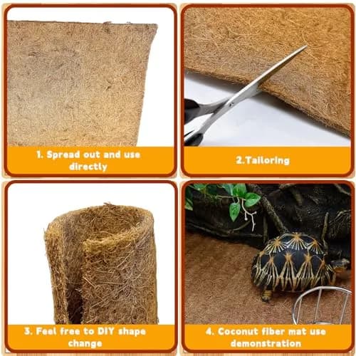 Hamiledyi Natural Coconut Fiber Reptile Carpet 40cm x 399cm (16in x 157in) | Breathable, Odor-Reducing Cage Liner thumbnail 5