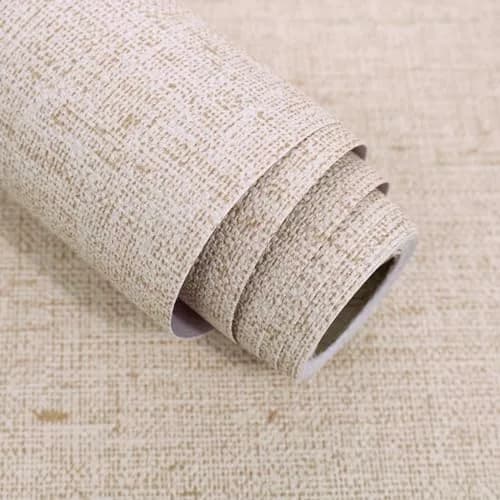 lenify Beige Grasscloth Peel and Stick Wallpaper Textured 40.4cm x 1000cm (15.7in x 393.7in) | Vintage Linen Style for Bedrooms & Living Rooms thumbnail 1