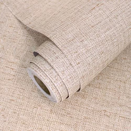lenify Beige Grasscloth Peel and Stick Wallpaper Textured 40cm x 300cm | Vintage Linen Style for Indian Homes thumbnail 1