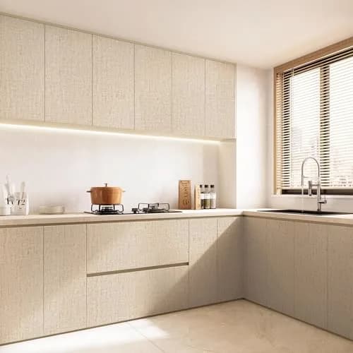 lenify Beige Grasscloth Peel and Stick Wallpaper Textured 40cm x 300cm | Vintage Linen Style for Indian Homes thumbnail 6