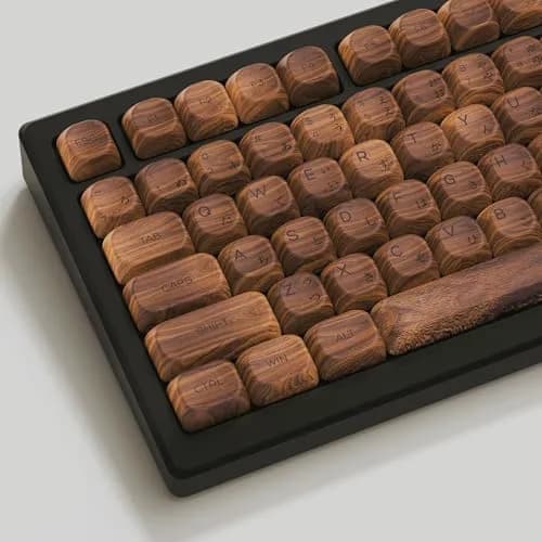 Womier Retro Walnut MOA PBT Keycaps Japanese Custom Keyboard Keycap Set for Mechanical Keyboards - 75% Layout, M-Brown thumbnail 1