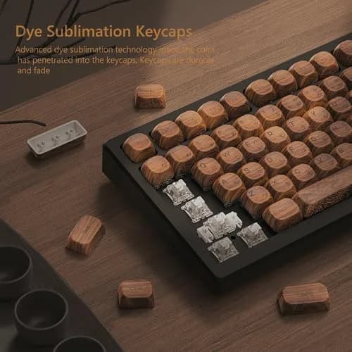 Womier Retro Walnut MOA PBT Keycaps Japanese Custom Keyboard Keycap Set for Mechanical Keyboards - 75% Layout, M-Brown thumbnail 2