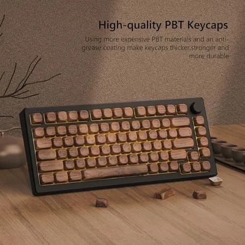 Womier Retro Walnut MOA PBT Keycaps Japanese Custom Keyboard Keycap Set for Mechanical Keyboards - 75% Layout, M-Brown thumbnail 3