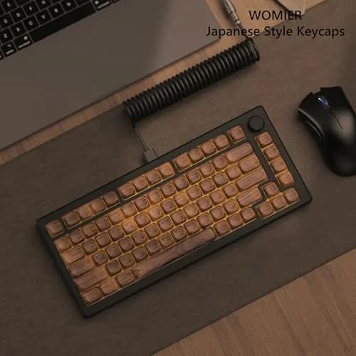 Womier Retro Walnut MOA PBT Keycaps Japanese Custom Keyboard Keycap Set for Mechanical Keyboards - 75% Layout, M-Brown thumbnail 4