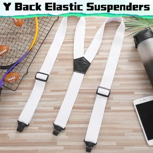 Jiuguva Men's Hidden Undershirt Suspenders Y-Style 3.8cm (1.5in) White | Airport Friendly Plastic Clip thumbnail 6