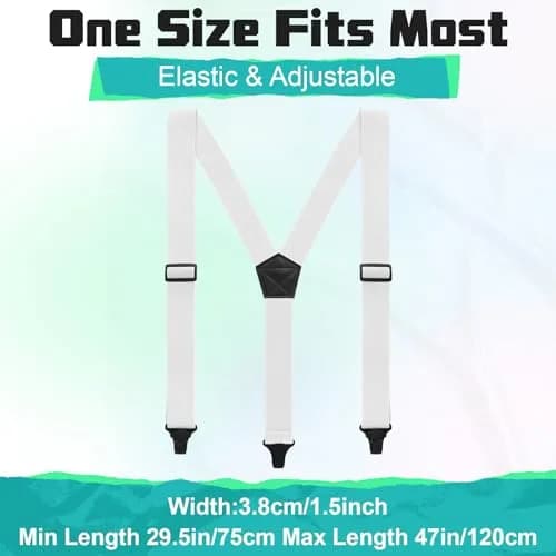 Jiuguva Men's Hidden Undershirt Suspenders Y-Style 3.8cm (1.5in) White | Airport Friendly Plastic Clip thumbnail 3