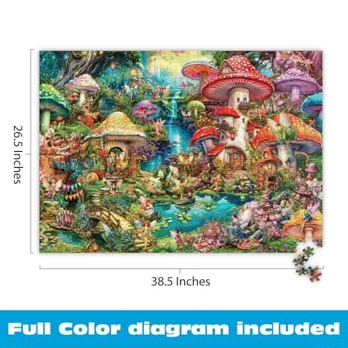 Buffalo Games Aimee Stewart Merry Mushroom Village Picnic 2000 Piece Puzzle | Vibrant Fantasy Scene for Adults thumbnail 3