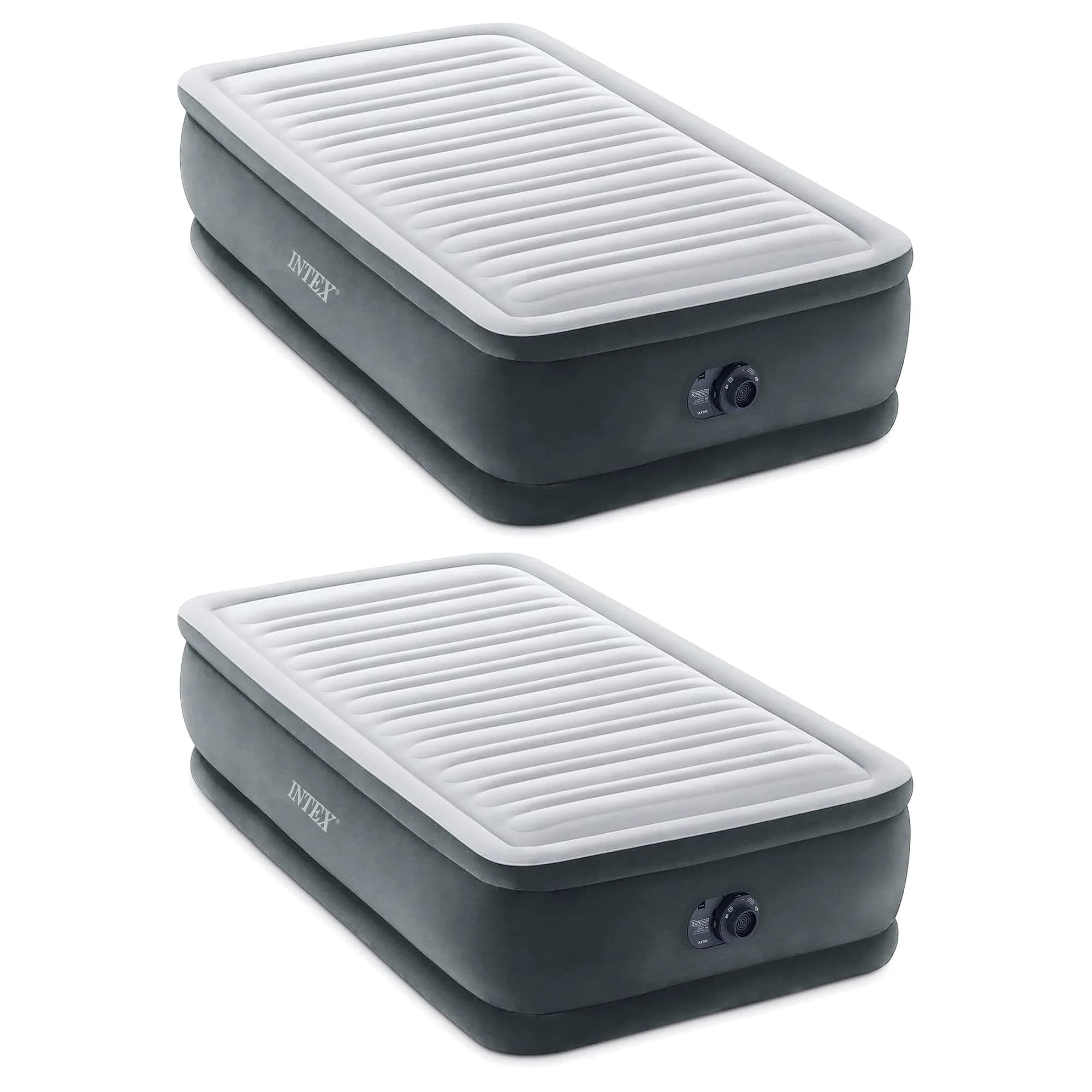 Intex Dura-Beam Deluxe 18" Twin Air Mattress with Built-in Pump (2-Pack) | Comfortable & Supportive for Guests - main product image