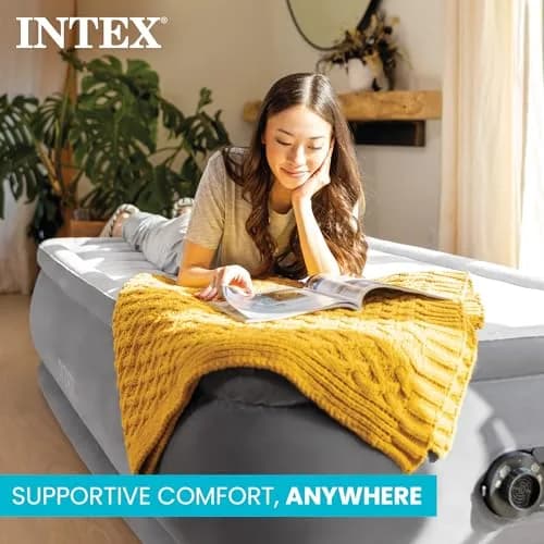 Intex Dura-Beam Deluxe 18" Twin Air Mattress with Built-in Pump (2-Pack) | Comfortable & Supportive for Guests thumbnail 3