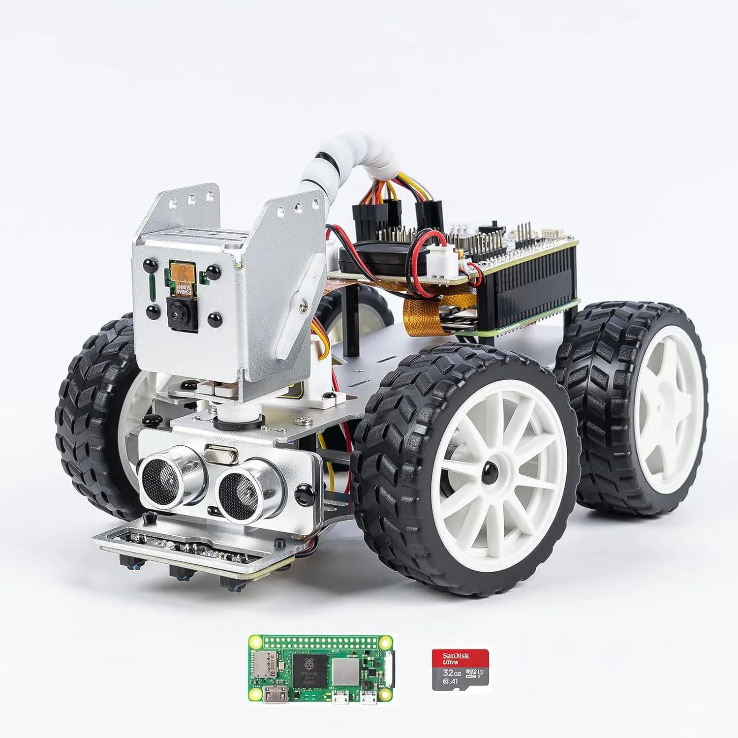 SunFounder PiCar-X AI Robot Smart Car Kit for Raspberry Pi 5/4/3B+/Zero 2w | Python & Scratch Programming — Picarx + Zero 2 W + 32g Tf Card