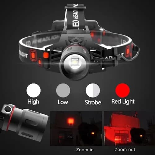 WINDFIRE Rechargeable Headlamp White Red LED Headlamp 5000 Lumens | Waterproof, 90° Adjustable, USB Rechargeable thumbnail 2