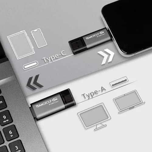 TEAMGROUP X1 128GB USB 3.2 Gen 1 Type-A & Type-C Flash Drive 128 GB | Dual Interface OTG Data Storage thumbnail 6