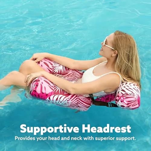 Sloosh Inflatable Pool Floats Adult 2-Pack | Tropical Leaves Pink Blue | 76cm x 41cm x 61cm (30"x16"x24") thumbnail 6