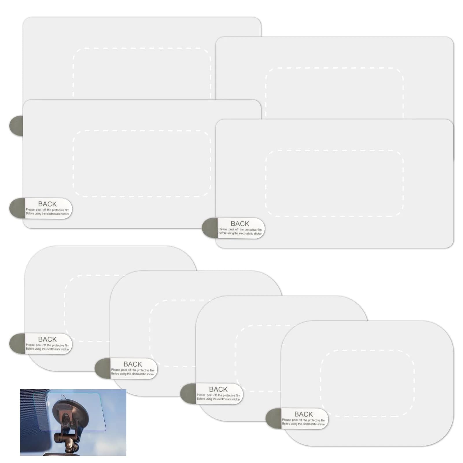 GUGUMO Transparent Dash Cam Windshield Sticker Kit | 10-Pack, Modern Style — 8-Pack